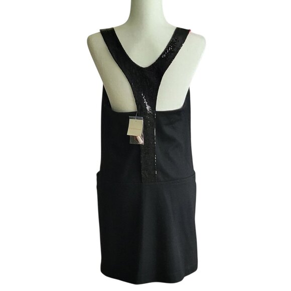 Charlotte Ronson Black Soft Wool Blend Mini Dress with Sequin Detail and Pockets - Picture 6 of 12